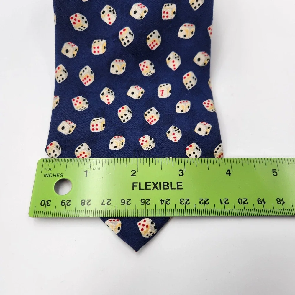 Joe Boxer Neck Tie Pointed Men's One Size Blue Allover Dice‎ Print Silk Formal